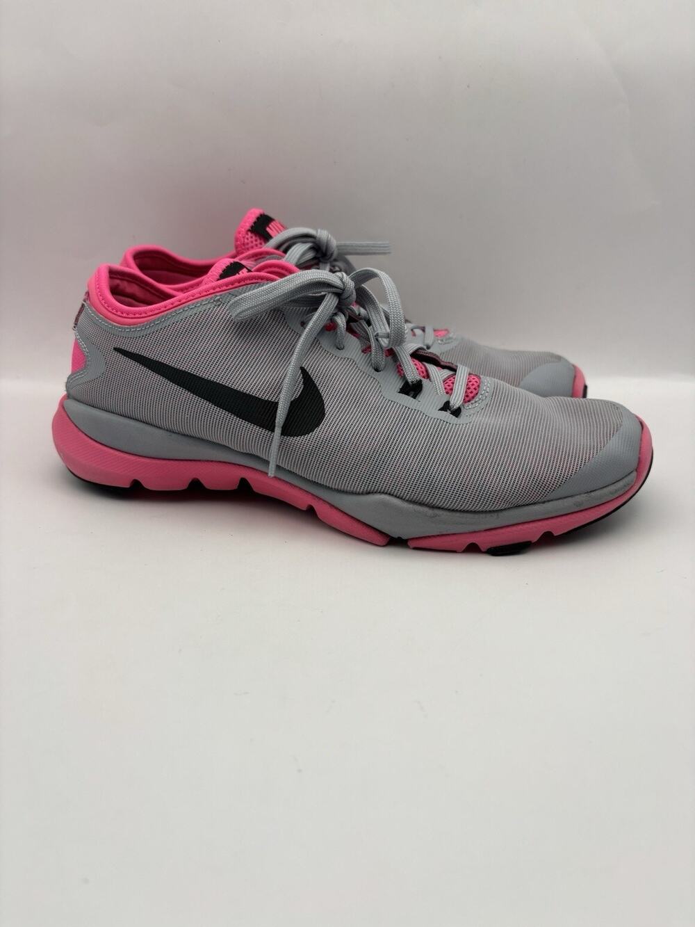 Nike Flex Supreme TR 4 Cross Training Gray And Pink Sneakers Women Size 8